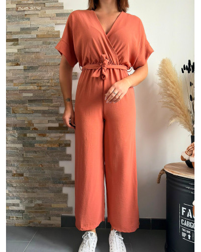 CATHERINE | Combinaison pantalon fluide terracotta