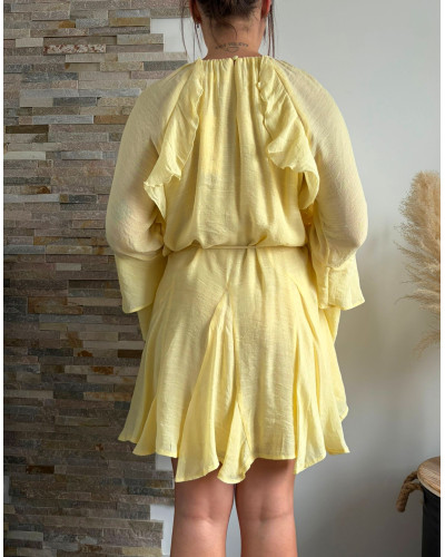 BETTANY | Robe jaune beurre fluide à volants