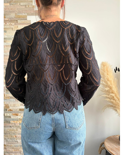 EGLANTINE | Blouse en crochet noir