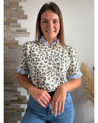 MARTIN | Pull léopard manches courtes