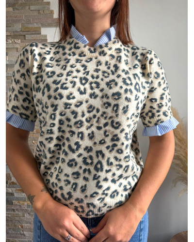 MARTIN | Pull léopard manches courtes