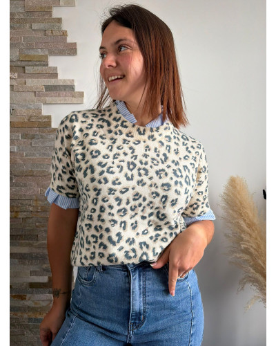 MARTIN | Pull léopard manches courtes