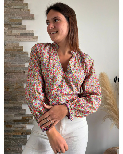 BLANDINE | Blouse liberty violet et rouge