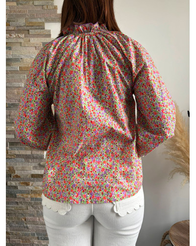 BLANDINE | Blouse liberty violet et rouge