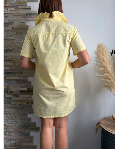 ZOELIA | Robe chemise droite jean col volants