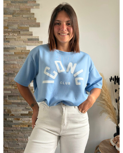 ESTEBAN | Tee-shirt bleu ciel court ICONIC