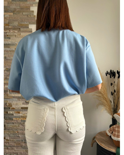 ESTEBAN | Tee-shirt bleu ciel court ICONIC