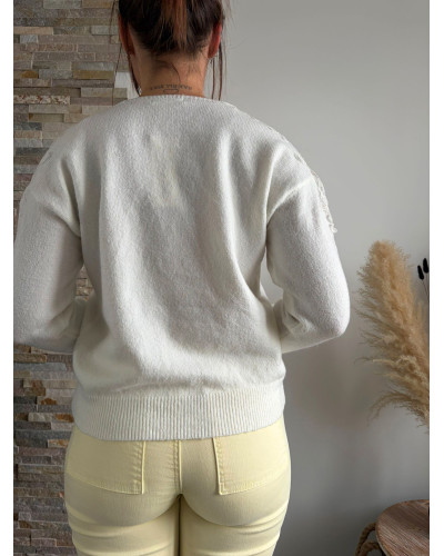 ARNOLD | Gilet blanc détail dentelle sur les épaules