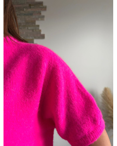 BENOIT | Pull manches courtes fushia