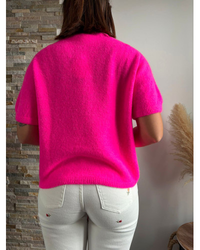 BENOIT | Pull manches courtes fushia