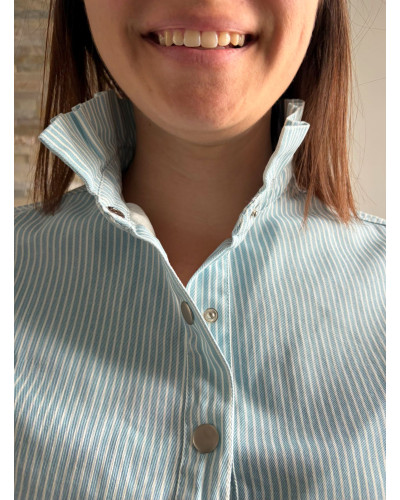 ZOELIA | Robe chemise droite jean col volants