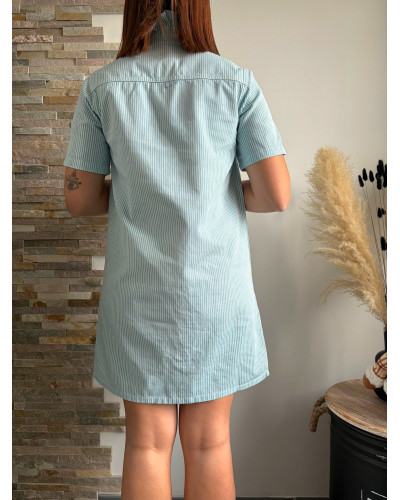 ZOELIA | Robe chemise droite jean col volants