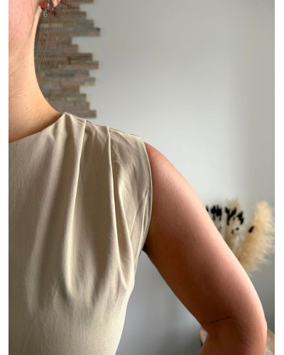 ASHLEY | Robe longue beige ouverture sur les côtés