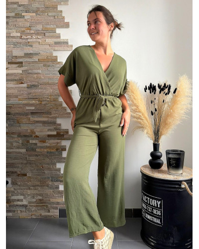 CATHERINE | Combinaison pantalon fluide kaki
