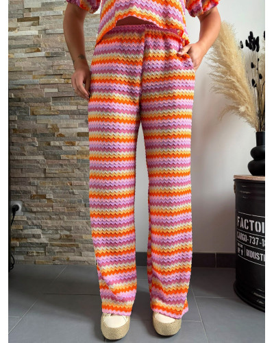 TOM | Pantalon en crochet lignes colorées