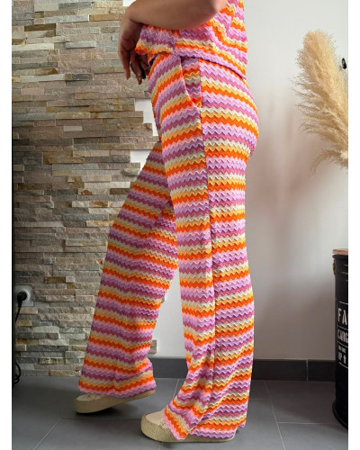 TOM | Pantalon en crochet lignes colorées