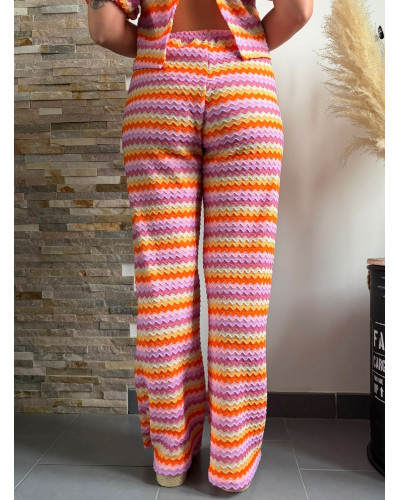 TOM | Pantalon en crochet lignes colorées
