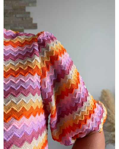 MARIE CERIE | Blouse en crochet lignes colorées