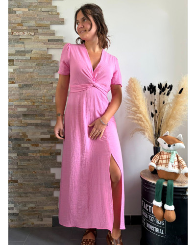 FELICIA | Robe longue rose