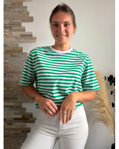 JULES | Tee-shirt rayé vert et blanc