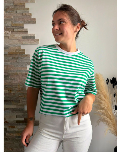 JULES | Tee-shirt rayé vert et blanc
