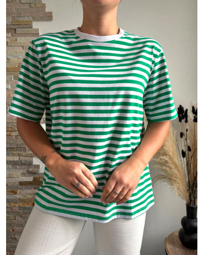 JULES | Tee-shirt rayé vert et blanc
