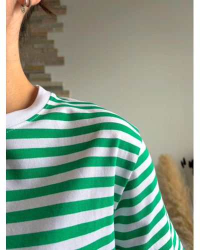 JULES | Tee-shirt rayé vert et blanc
