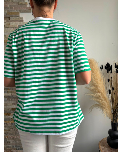 JULES | Tee-shirt rayé vert et blanc