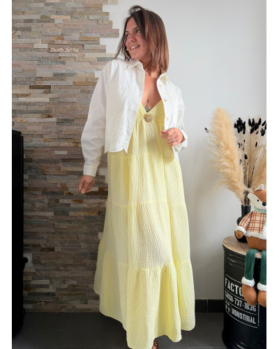 KAMILA | Veste en jean blanche avec broderie