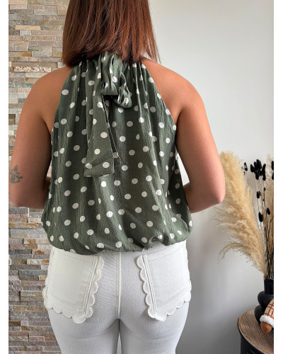 YAN | Top kaki à pois
