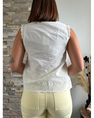 ALBERT | Top blanc broderie et noeuds