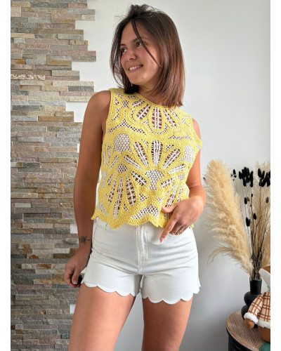 MATEO | Top macramé jaune