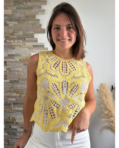 MATEO | Top macramé jaune