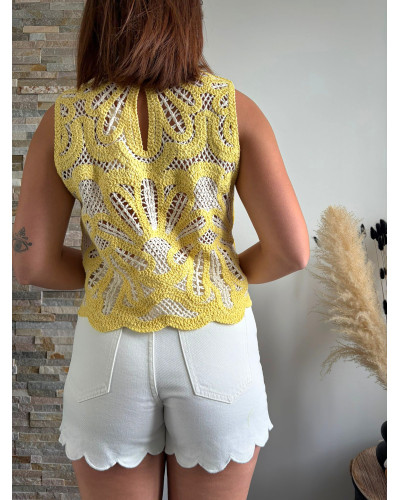 MATEO | Top macramé jaune