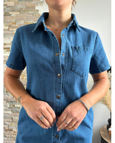 DORINE | Combinaison short en jean avec pressions