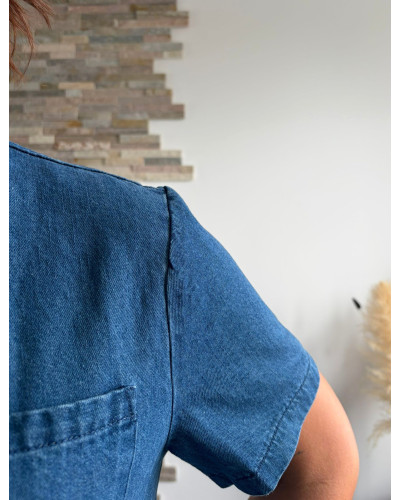 DORINE | Combinaison short en jean avec pressions