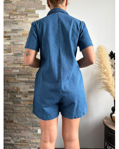 DORINE | Combinaison short en jean avec pressions