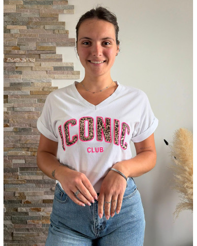 MARCEL | Tee-shirt blanc ICONIC en léopard