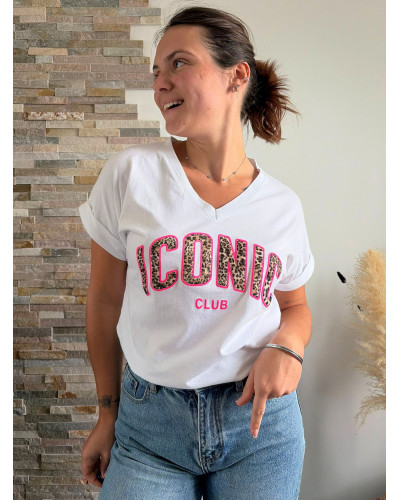 MARCEL | Tee-shirt blanc ICONIC en léopard