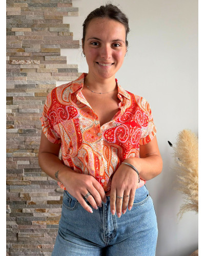 CLEMENTINE | Chemisette motif cachemire orange