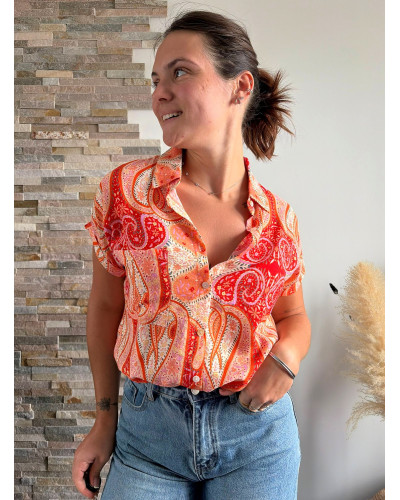 CLEMENTINE | Chemisette motif cachemire orange