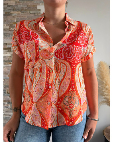 CLEMENTINE | Chemisette motif cachemire orange