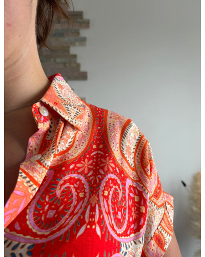 CLEMENTINE | Chemisette motif cachemire orange