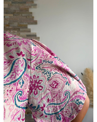 CASSANDRA | Robe patineuse motif cachemire rose