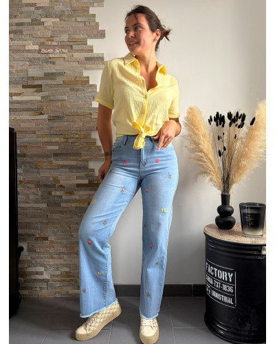 ALFRED | Jean wide leg broderie fleurie