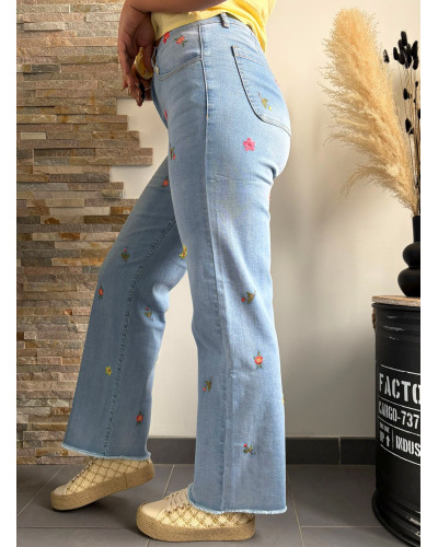 ALFRED | Jean wide leg broderie fleurie