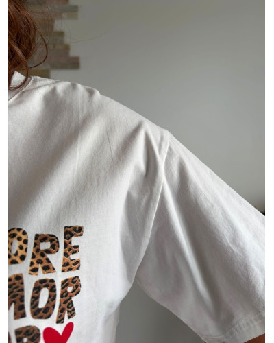 OLIVIER | Tee-shirt coton blanc MORE AMOR POR FAVOR léopard
