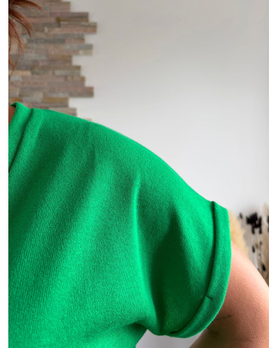 RUBEN | Tee-shirt vert col v légèrement irisé