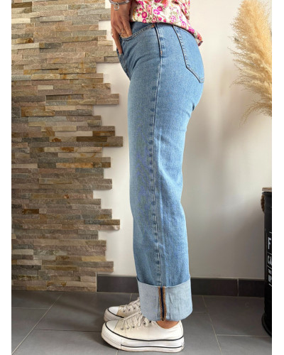 SAM | Jean droit revers bleu ORAIJE