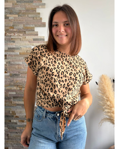 ORSO | Tee-shirt léopard noeud dans le bas